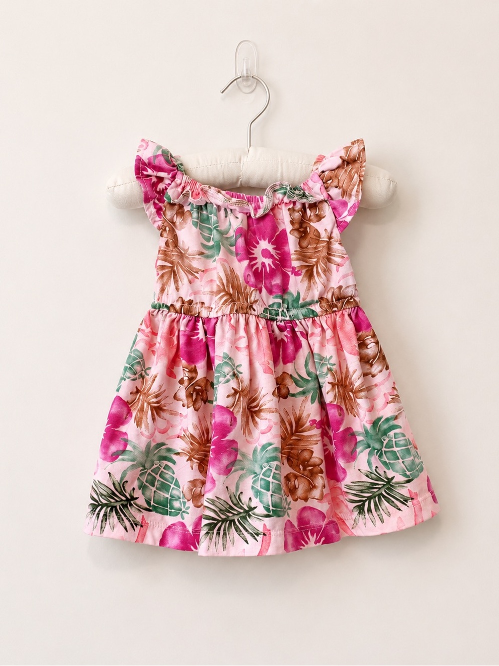 Carter's Pink Tropical Floral Ruffle Strap Dress